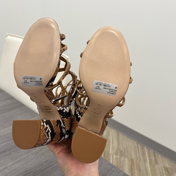 Schutz Julianna Block Snake-Embossed Leather Sandal Size 6.5 - Picture 6 of 6